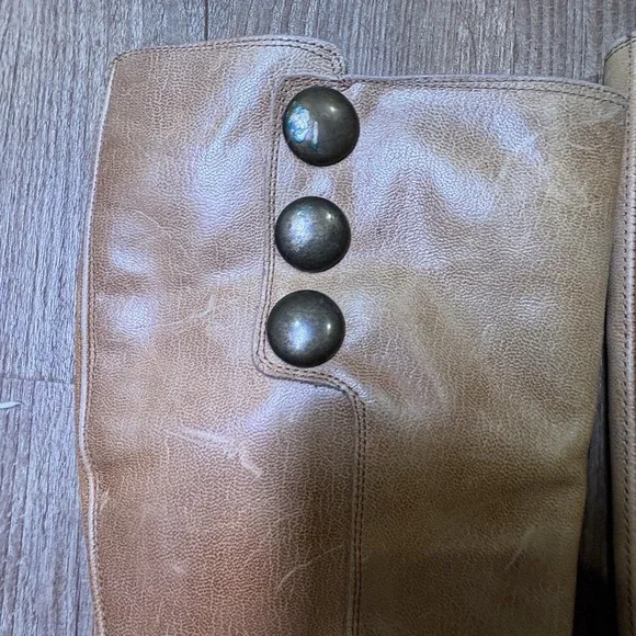 TOPSHOP SIZE 7.5 TAN LEATHER KNEE HIGH CUBAN HEEL BOOTS Made in Spain - Picture 7 of 11